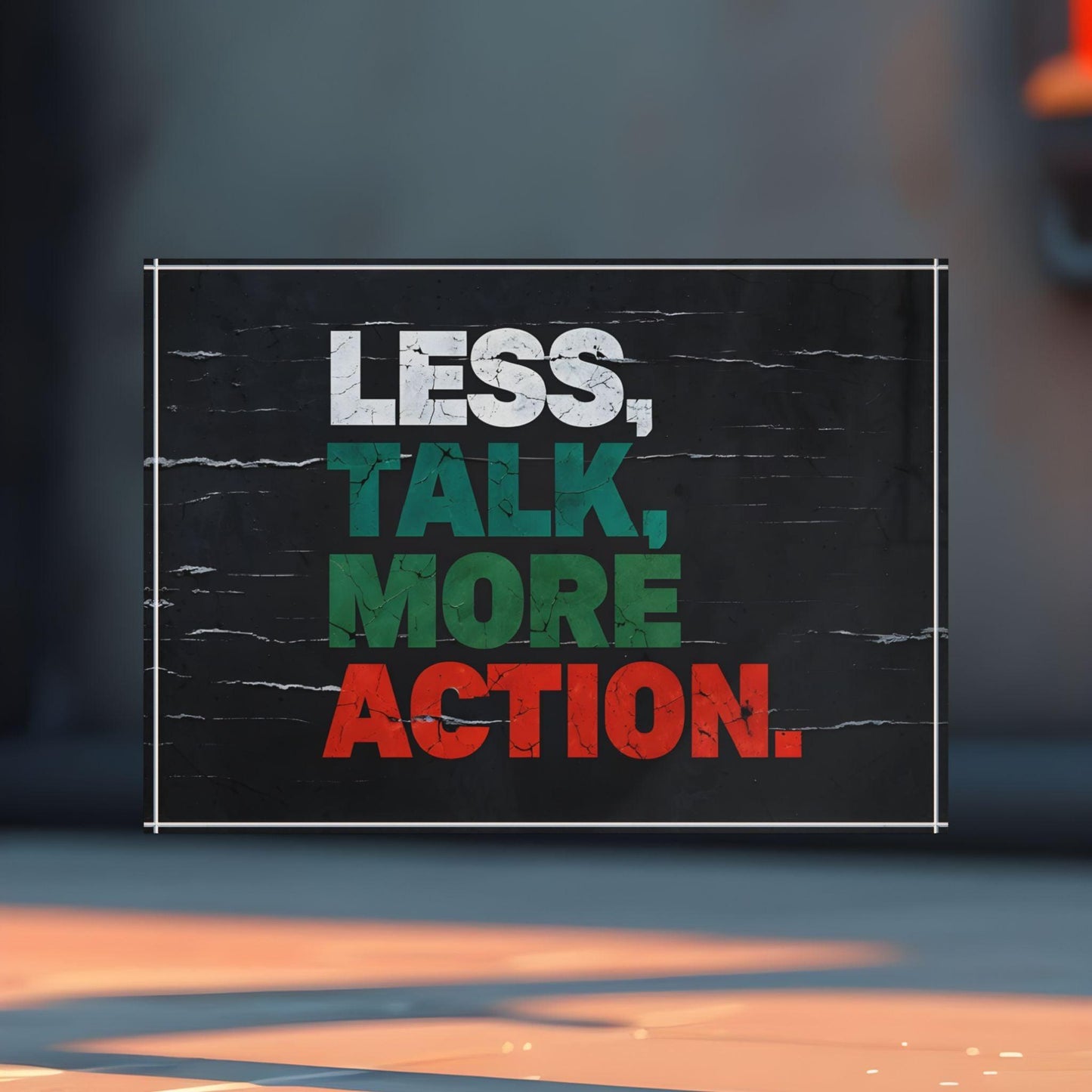 'Less Talk More Action' Acrylic Display Block - Milestone Acrylic