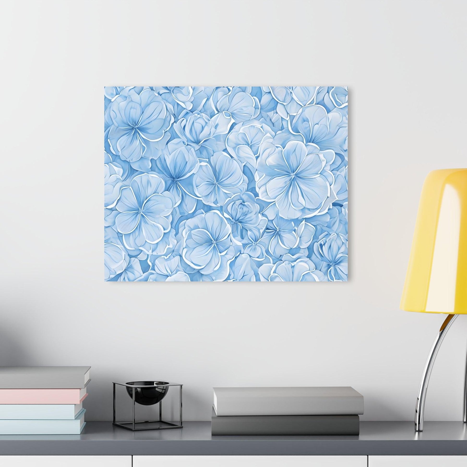 Intricate Abstract Floral Pattern in Sky Blue and White Acrylic Artwork (Horizontal) - Milestone Acrylic