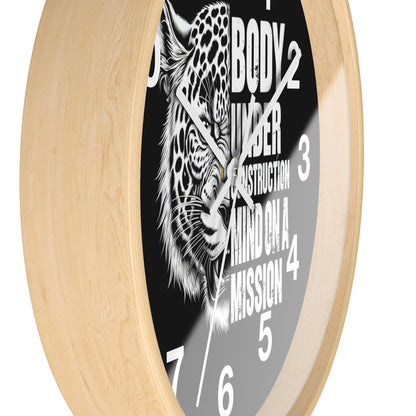 'Body Under Construction Mind On A Mission ' Wall Clock, Acrylic Glass Face – Stylish Home Decor for Creative Spaces