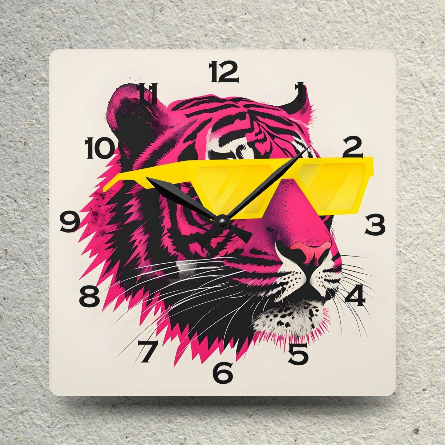 Pink Tiger With Sunglasses Acrylic Wall Clock - Elegant Home Decor - Milestone Acrylic