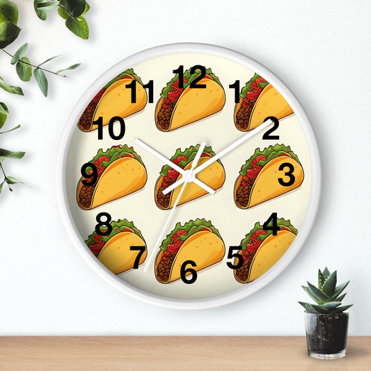 'Tacos' Wall Clock, Acrylic Glass Face – Stylish Home Decor for Creative Spaces