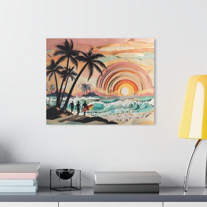 Layered Paper of Tropical Sunset Beach Scene Acrylic Artwork (Horizontal) - Milestone Acrylic