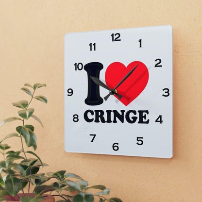 I Heart Cringe Acrylic Wall Clock - Elegant Home Decor - Milestone Acrylic