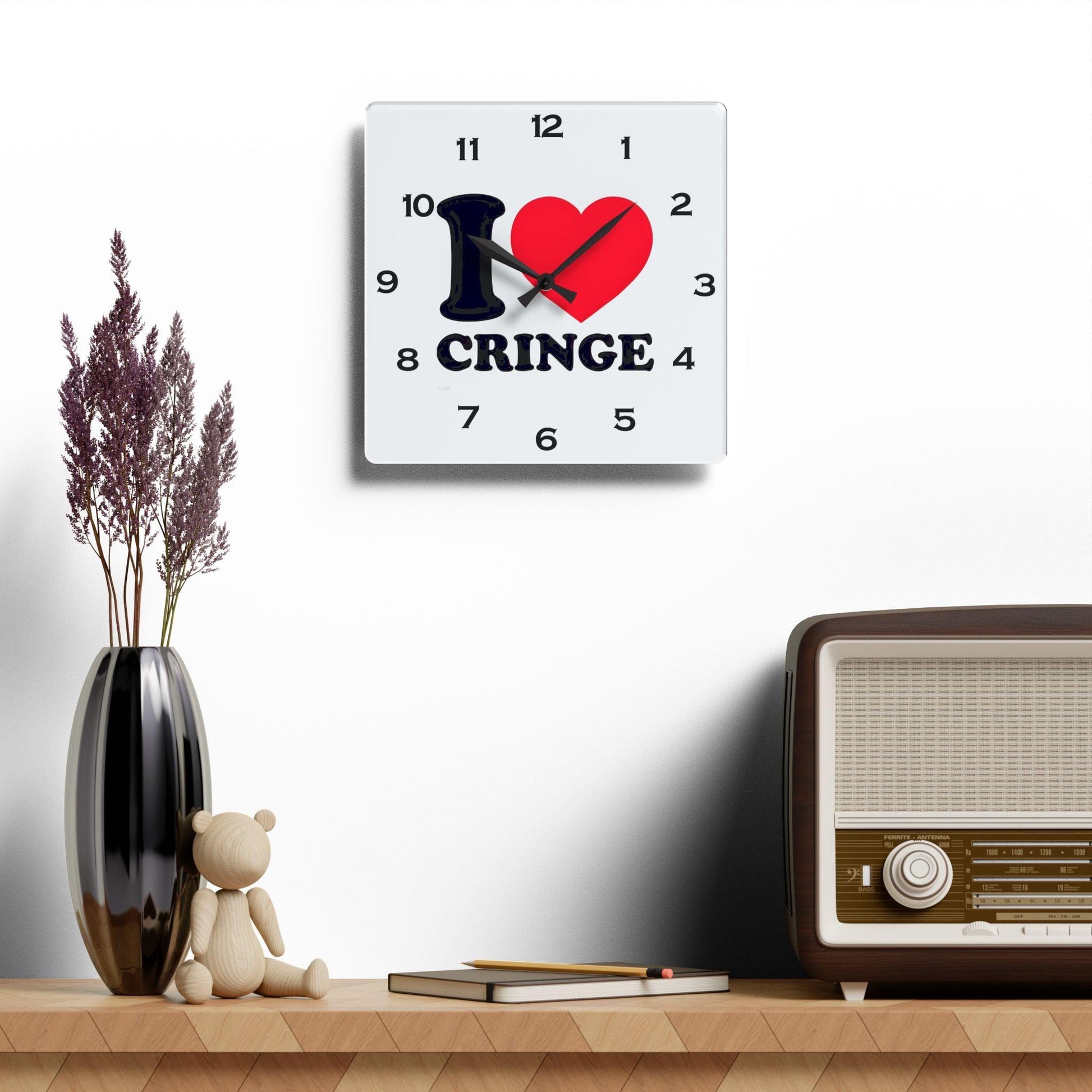 I Heart Cringe Acrylic Wall Clock - Elegant Home Decor - Milestone Acrylic