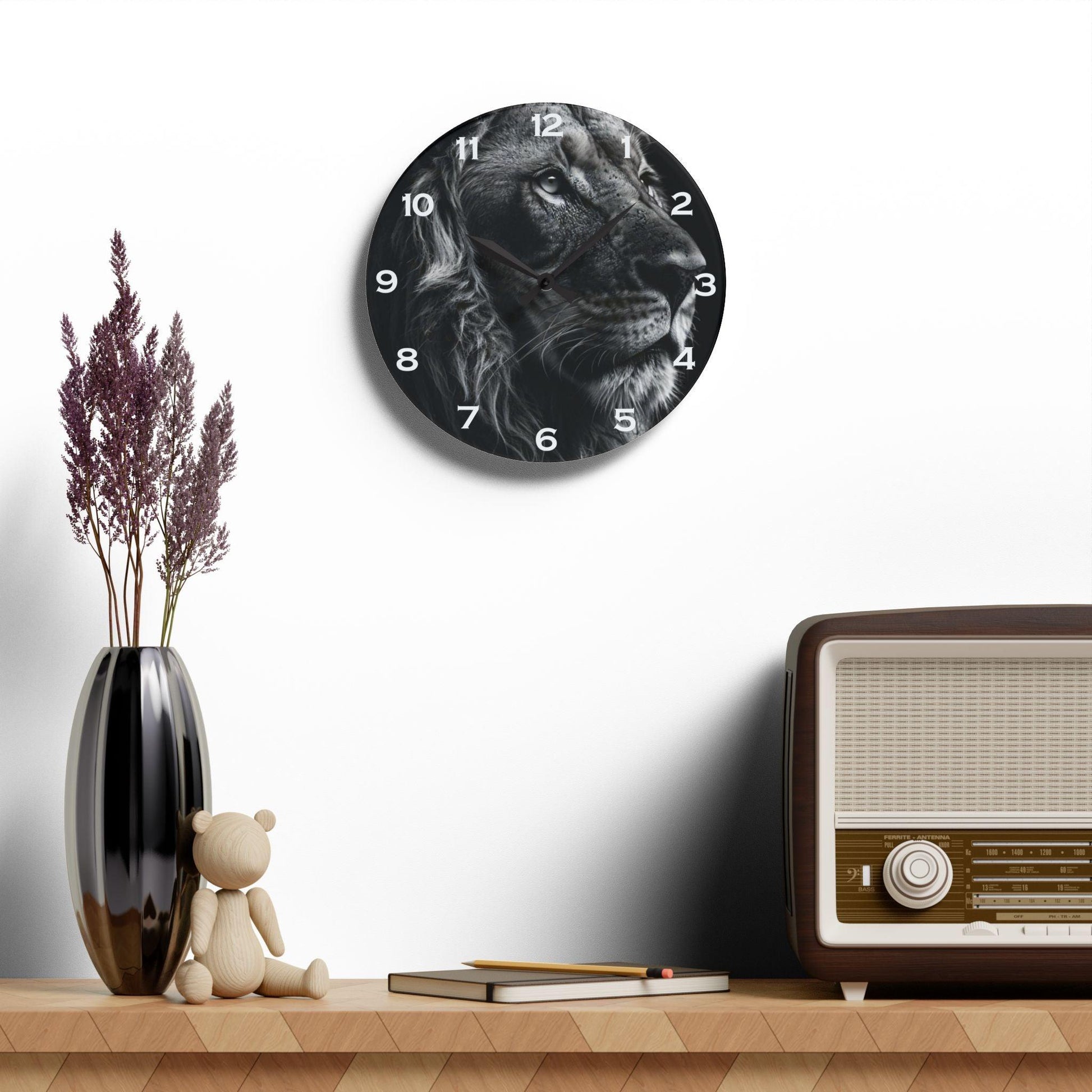 Lion Side Profile Acrylic Wall Clock - Elegant Home Decor - Milestone Acrylic