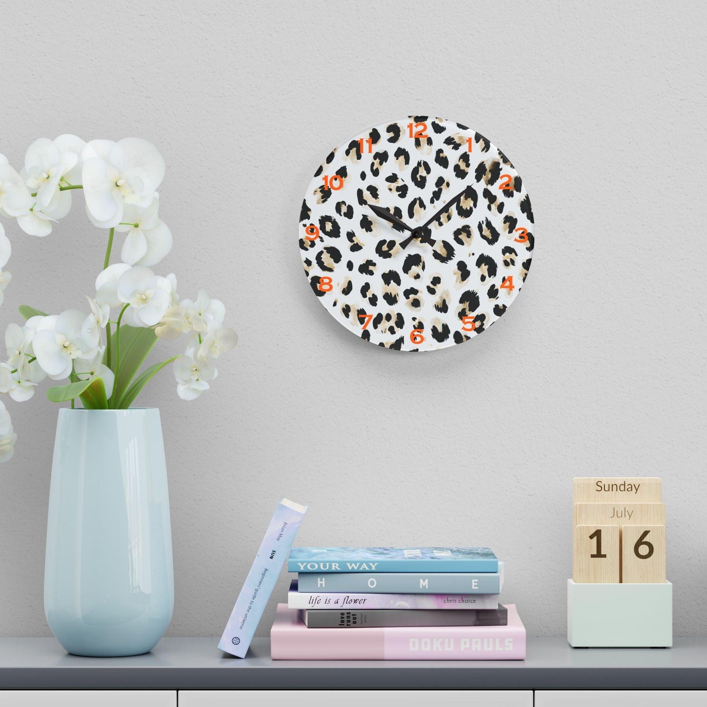 Cheetah Acrylic Wall Clock - Elegant Home Decor - Milestone Acrylic