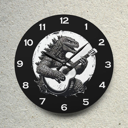 Dinosaur With Guitar Acrylic Wall Clock - Elegant Home Decor - Milestone Acrylic