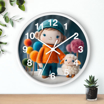 'Charming Felt Characters' Wall Clock, Acrylic Glass Face – Stylish Home Decor for Creative Spaces