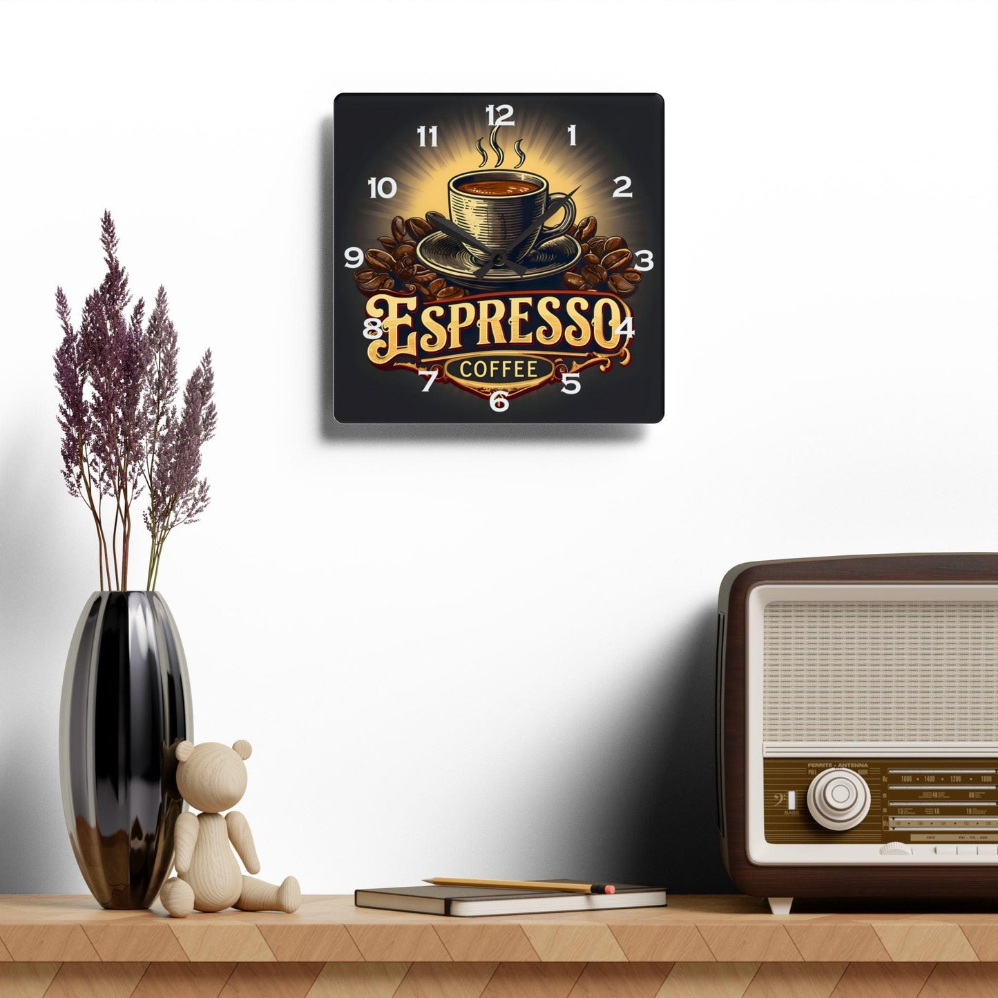 Expresso Coffee Acrylic Wall Clock - Elegant Home Decor - Milestone Acrylic