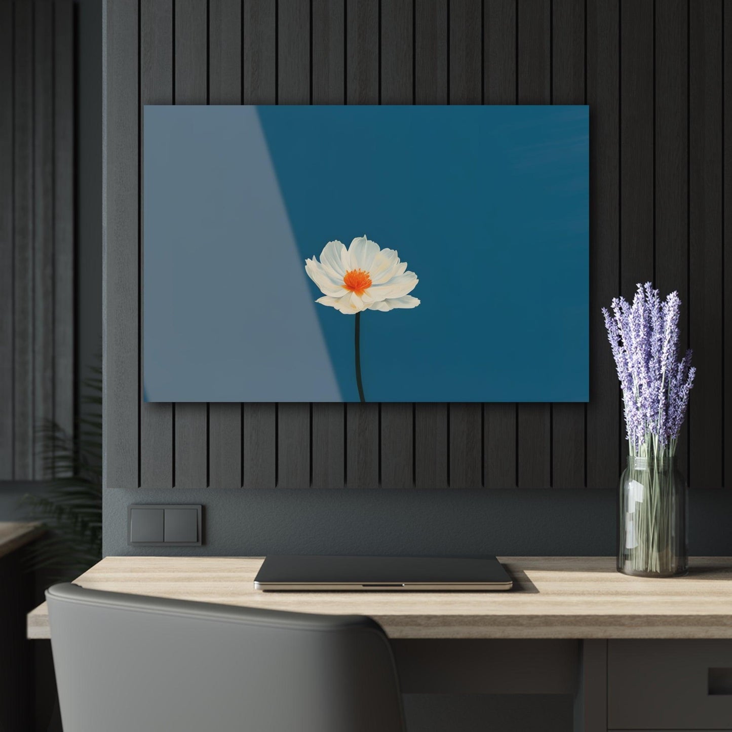 Minimalist Single Flower Acrylic Artwork (Horizontal) - Milestone Acrylic