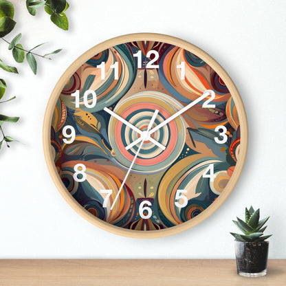 '1920s-Inspired Leaf Pattern' Wall Clock, Acrylic Glass Face – Stylish Home Decor for Creative Spaces