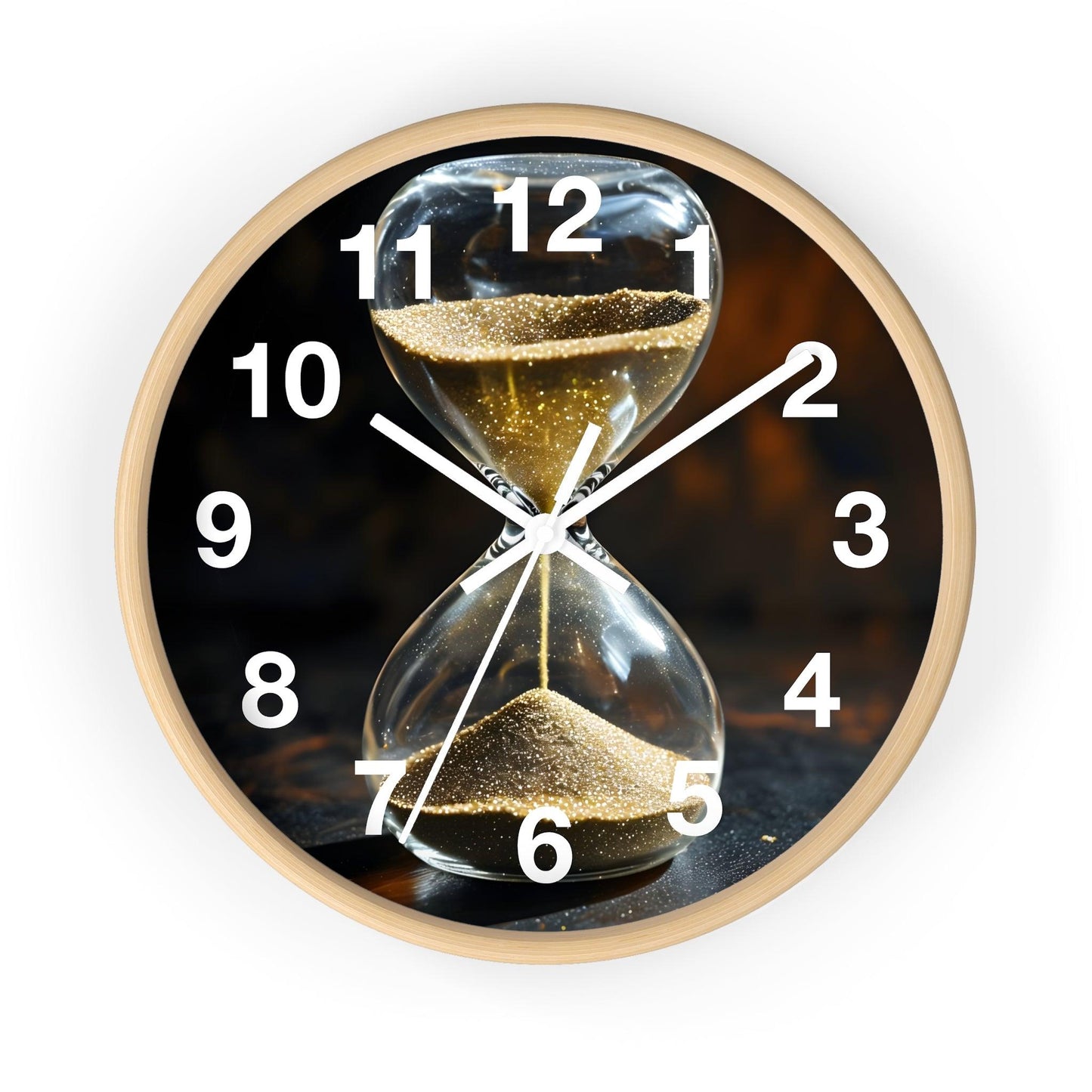 'Golden Sand Hourglass' Wall Clock, Acrylic Glass Face – Stylish Home Decor for Creative Spaces