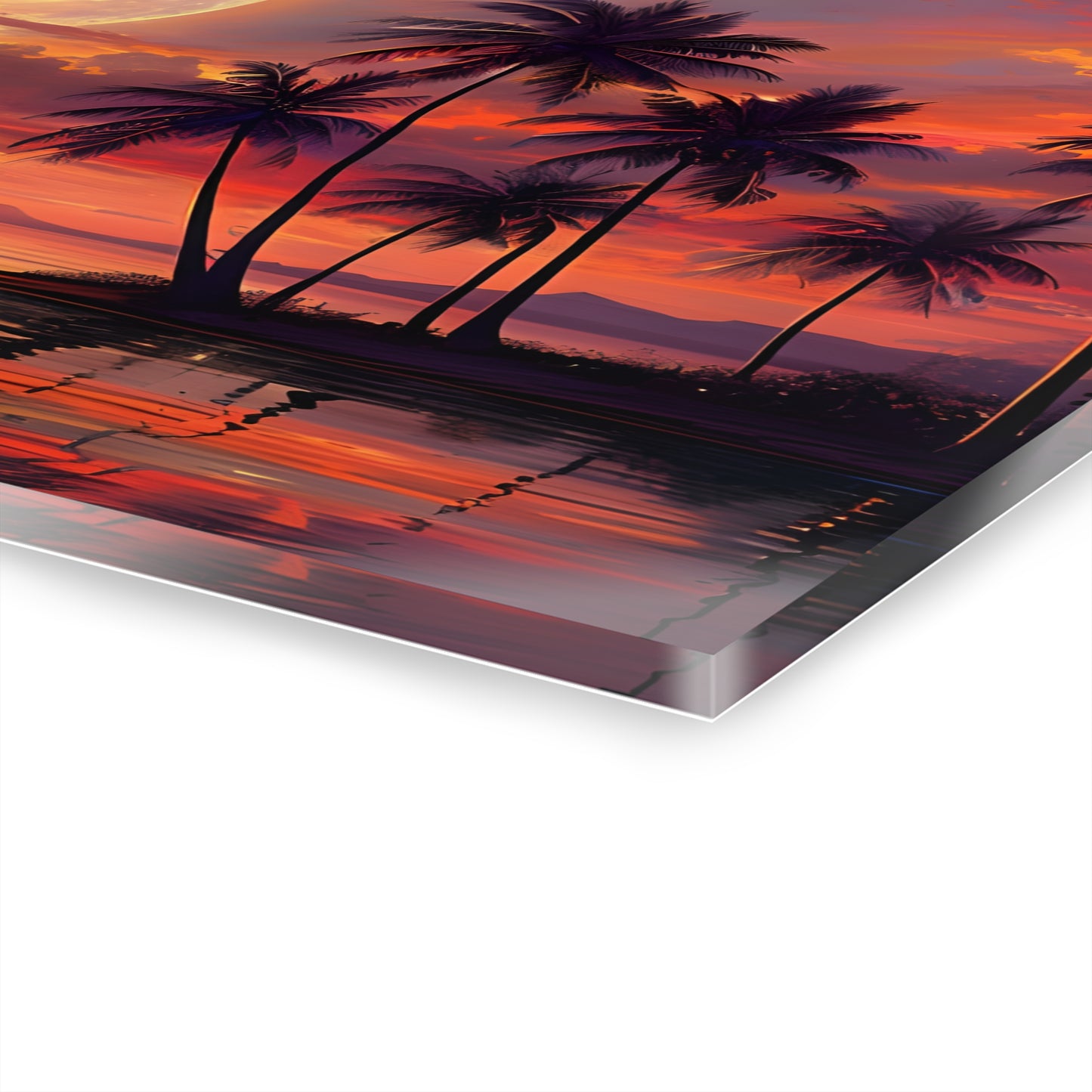 Tropical Beach Sunset, Acrylic Glass, Wall art