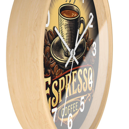 'Expresso Coffee' Wall Clock, Acrylic Glass Face – Stylish Home Decor for Creative Spaces