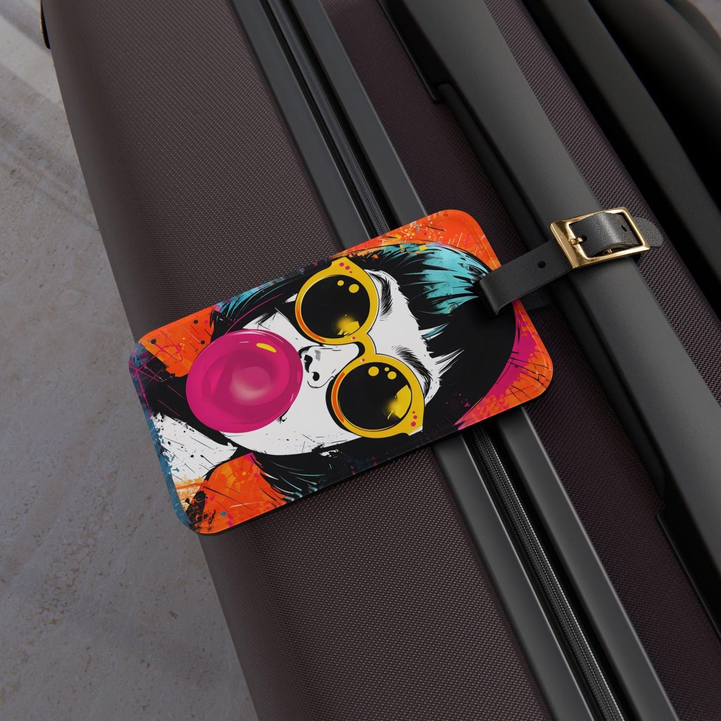 'Girl With Gum'- Luggage Tag - Milestone Acrylic