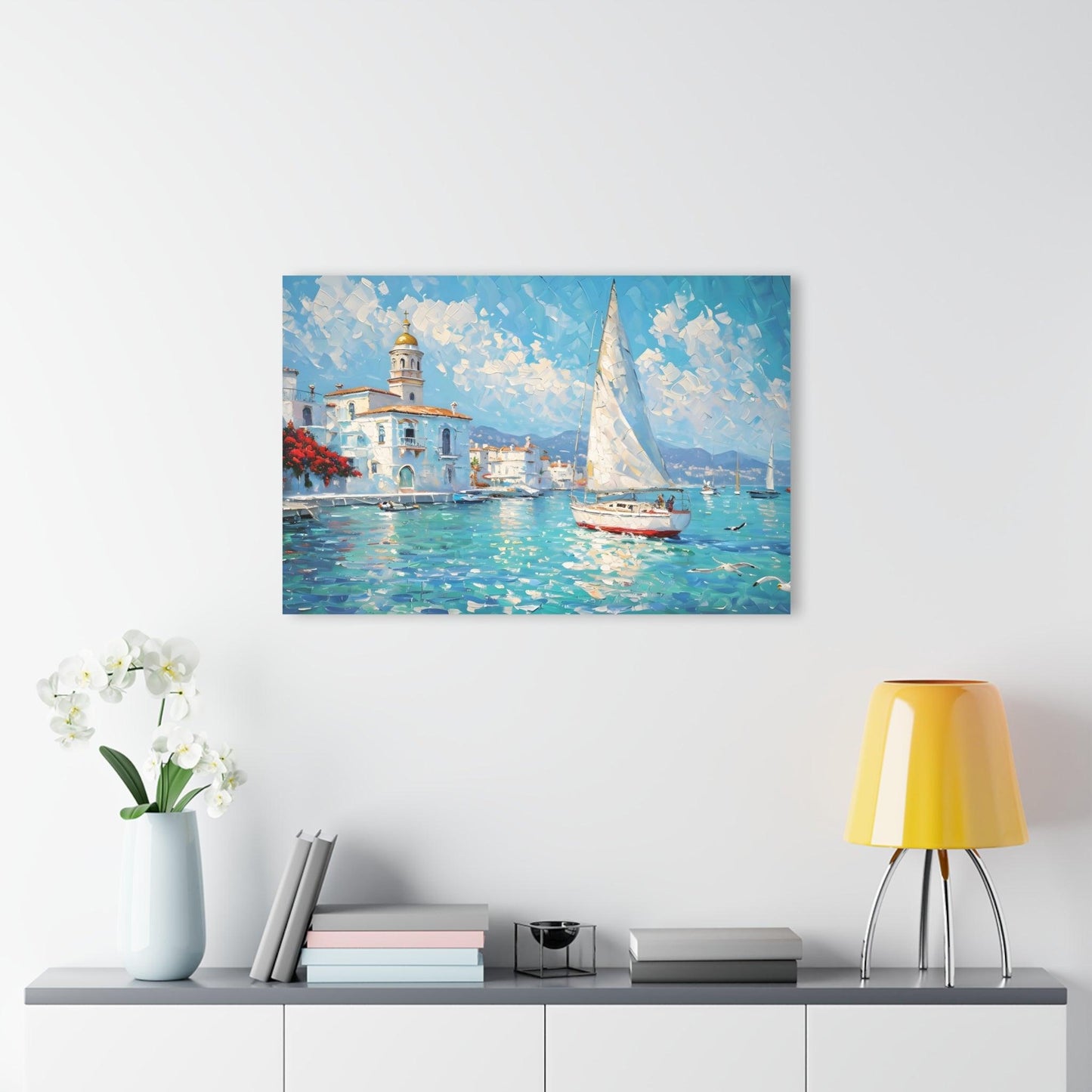 Coastal, Sailboats, Mediterranean Acrylic Artwork (Horizontal) - Milestone Acrylic