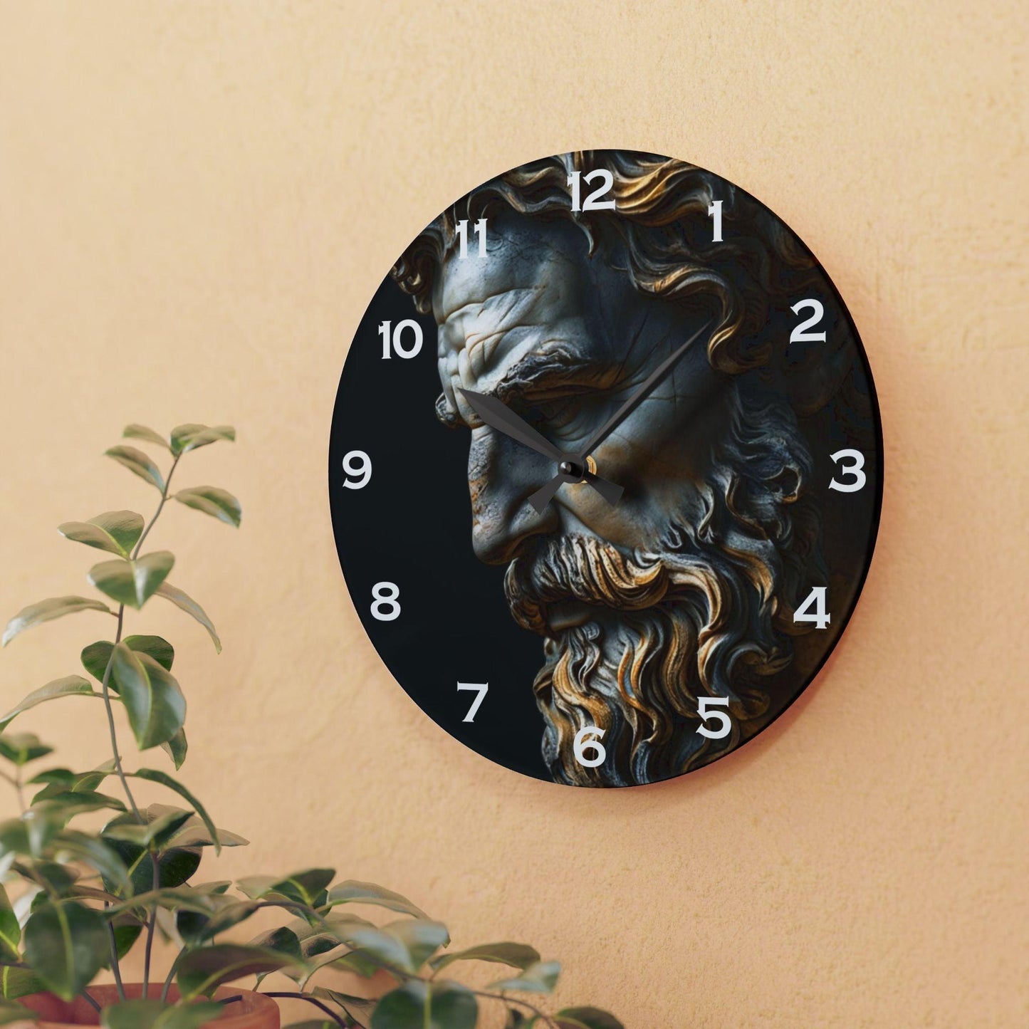 Sculpture Profile Of Bearded Man Acrylic Wall Clock - Elegant Home Decor - Milestone Acrylic