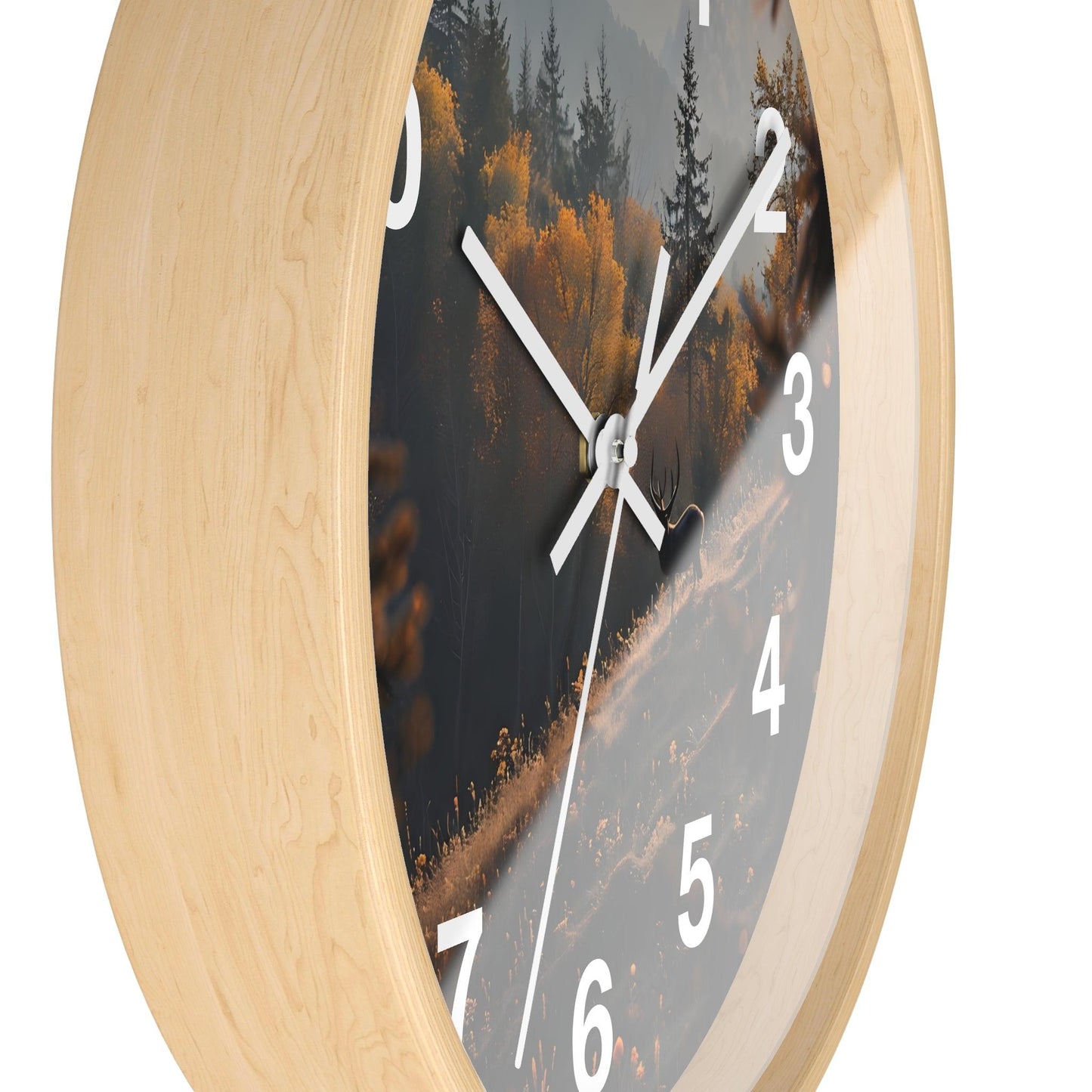 'Forest With A Deer' Wall Clock , Acrylic Glass Face– Stylish Home Decor for Creative Spaces