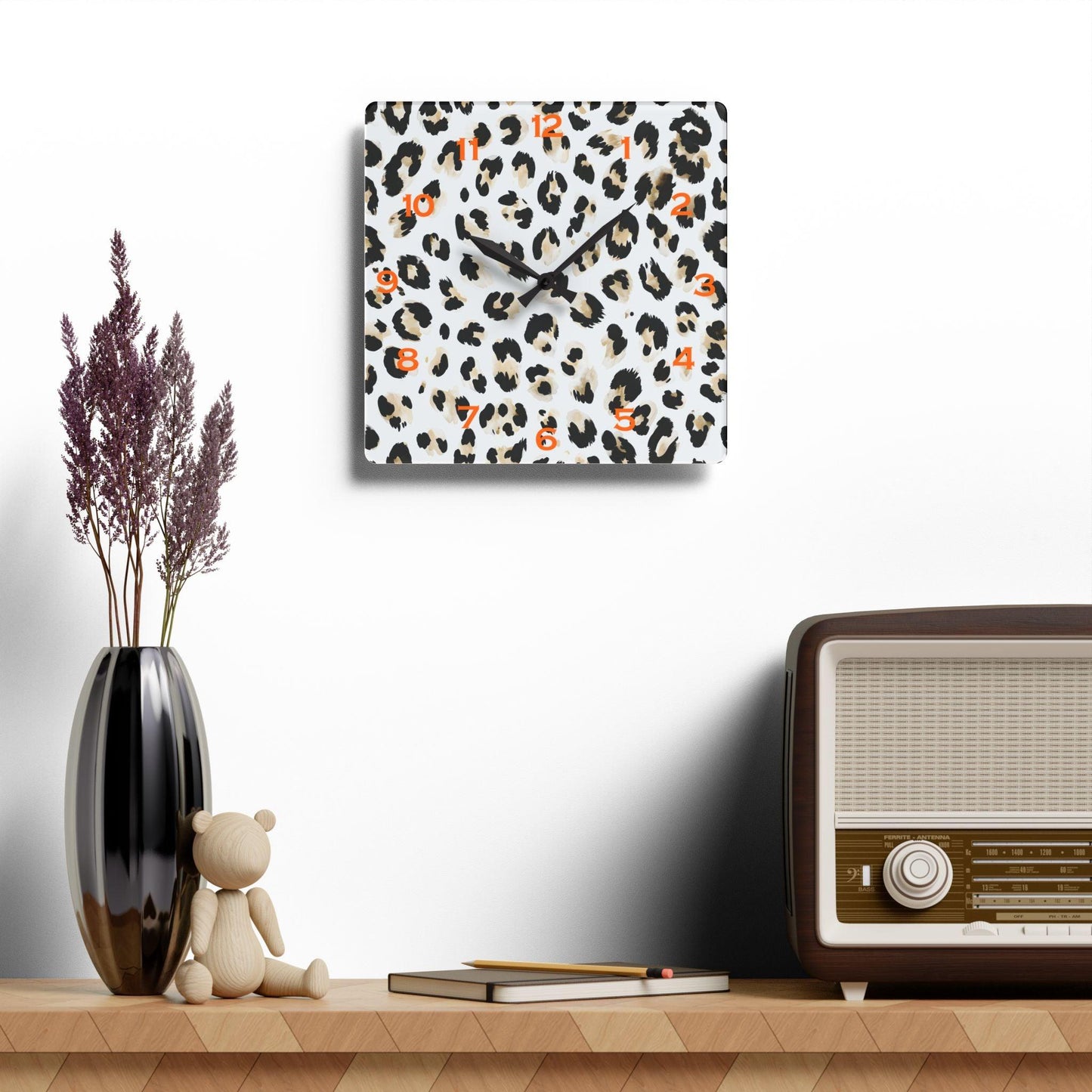 Cheetah Acrylic Wall Clock - Elegant Home Decor - Milestone Acrylic