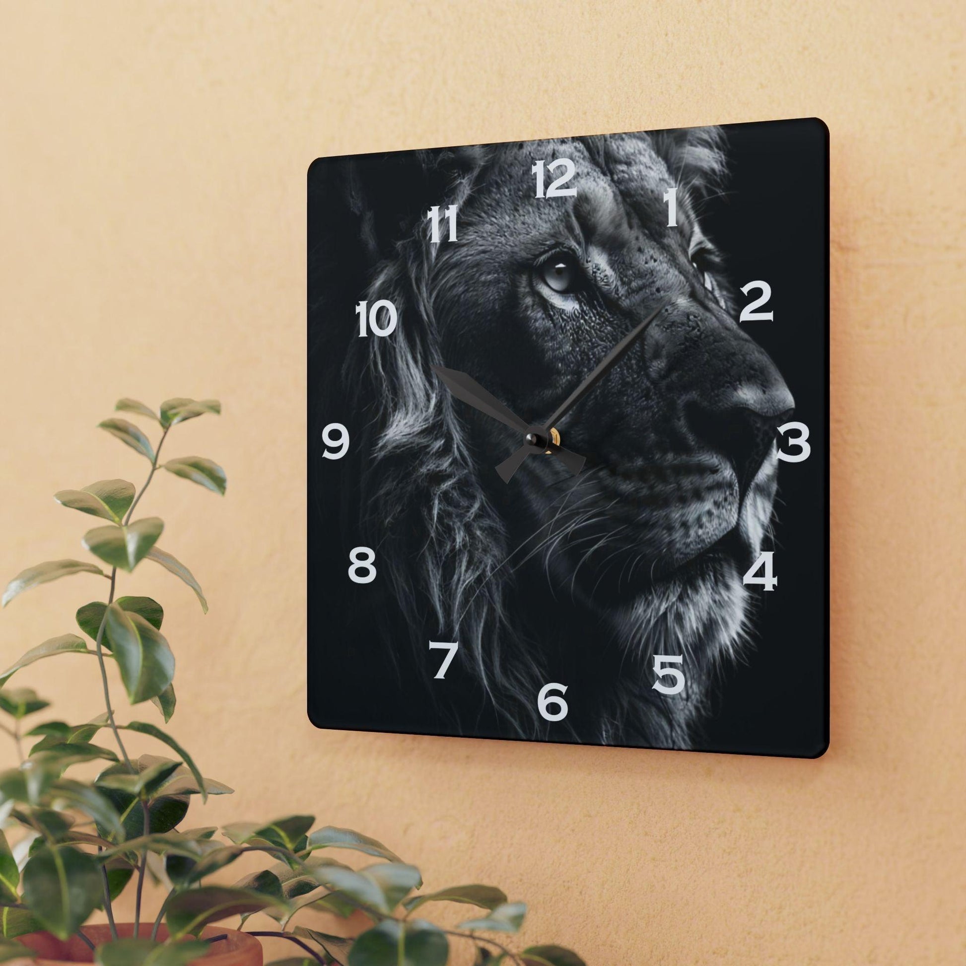 Lion Side Profile Acrylic Wall Clock - Elegant Home Decor - Milestone Acrylic