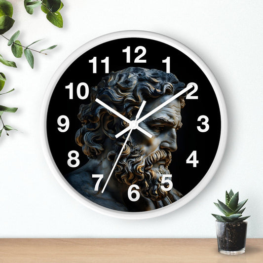 'Sculpture Profile Of Breaded Man' Wall Clock, Acrylic Glass Face – Stylish Home Decor for Creative Spaces