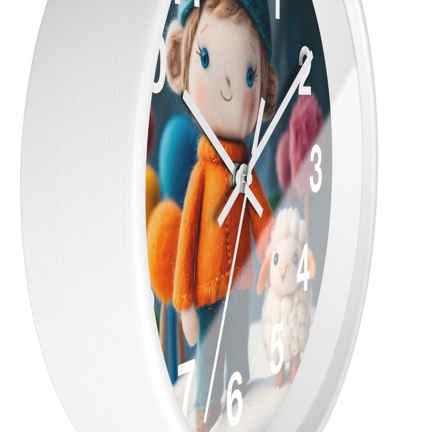 'Charming Felt Characters' Wall Clock, Acrylic Glass Face – Stylish Home Decor for Creative Spaces