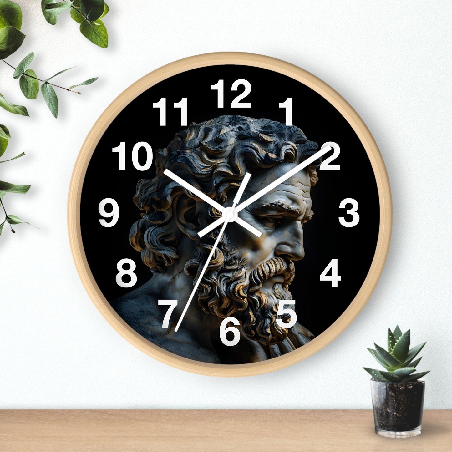 'Sculpture Profile Of Breaded Man' Wall Clock, Acrylic Glass Face – Stylish Home Decor for Creative Spaces