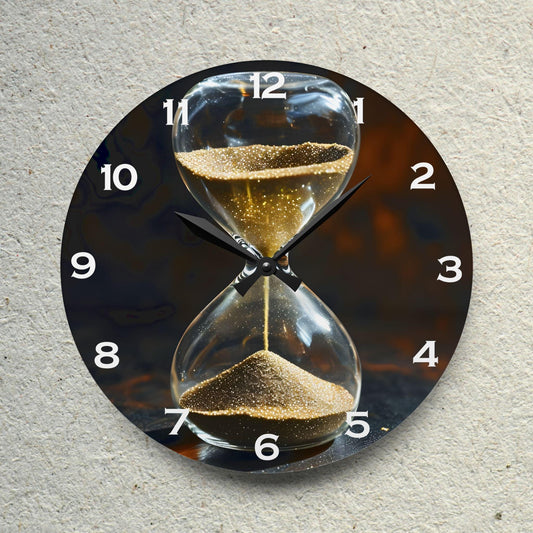 Gold Sand Hourglass Acrylic Wall Clock - Elegant Home Decor - Milestone Acrylic