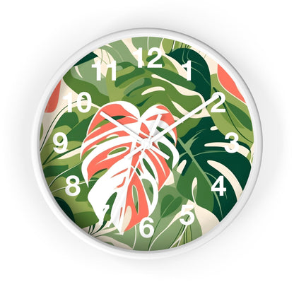 'Jungle Leaves' Wall Clock, Acrylic Glass Face – Stylish Home Decor for Creative Spaces