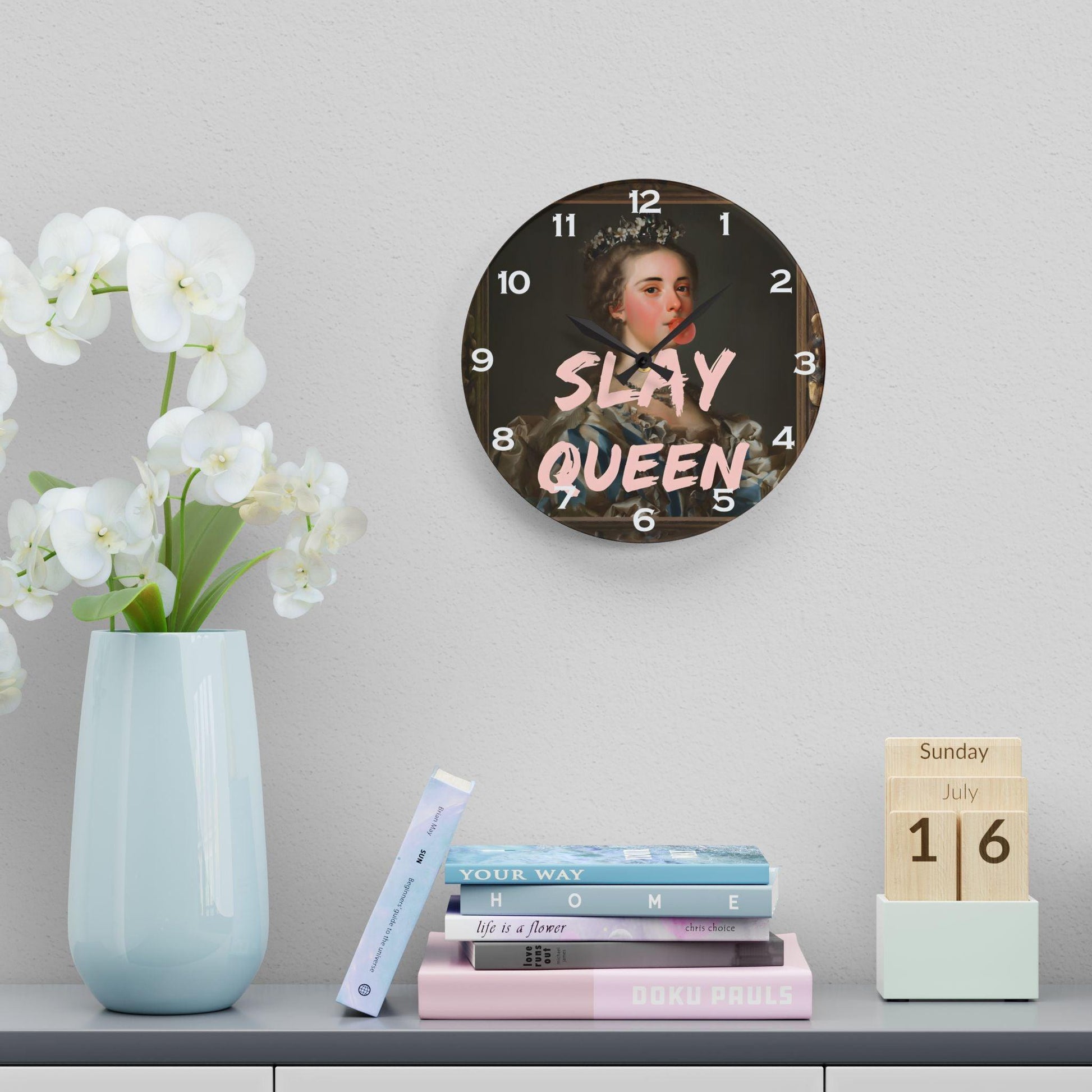 Slay Queen Acrylic Wall Clock - Elegant Home Decor - Milestone Acrylic