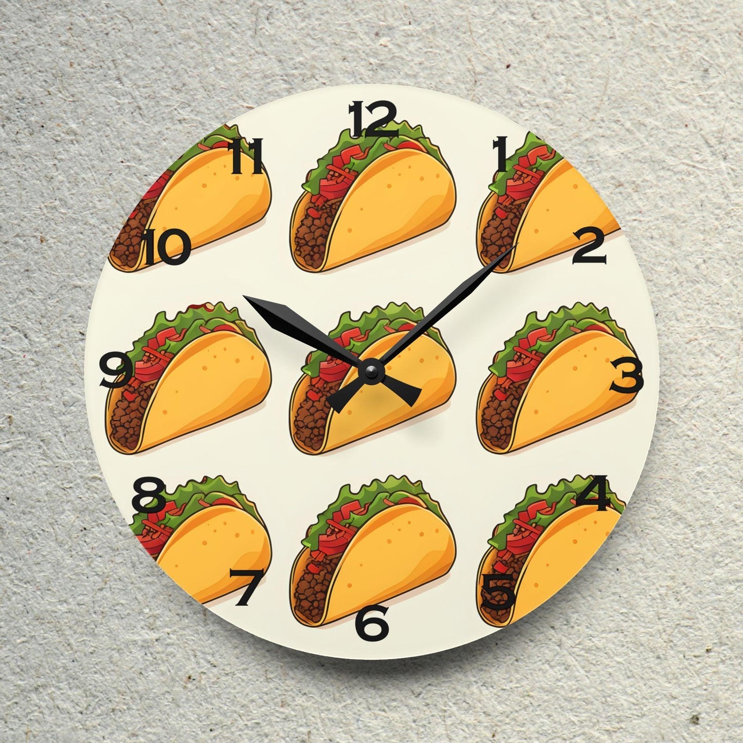 Tacos Acrylic Wall Clock - Elegant Home Decor - Milestone Acrylic