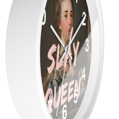 'Slay Queen' Wall Clock, Acrylic Glass Face – Stylish Home Decor for Creative Spaces