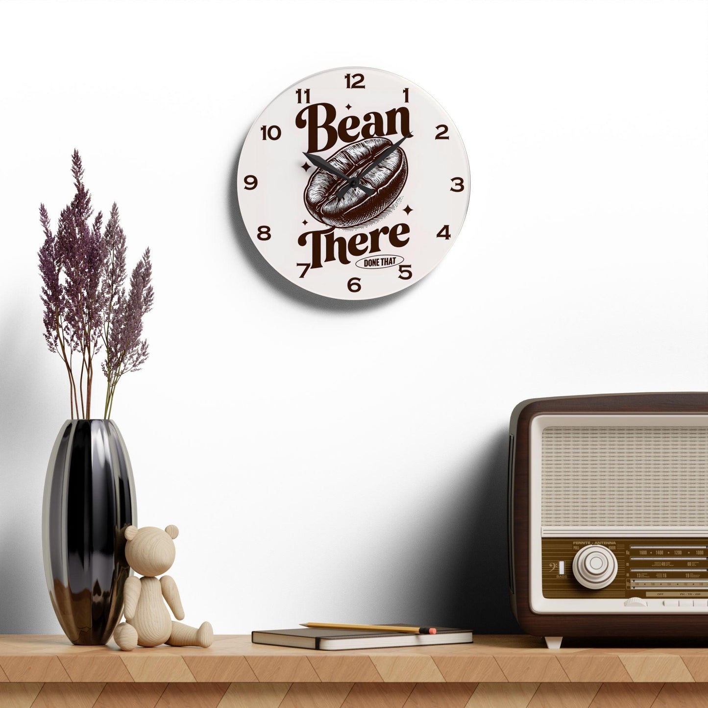 Bean There Acrylic Wall Clock - Elegant Home Decor - Milestone Acrylic