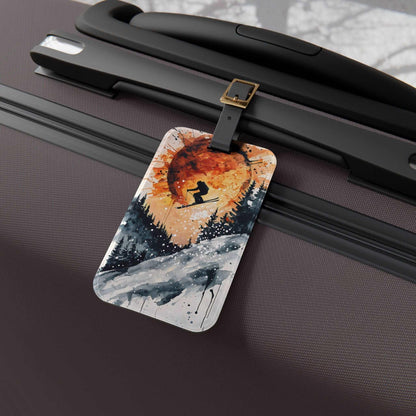 'Skier Mid-Air' - Luggage Tag - Milestone Acrylic