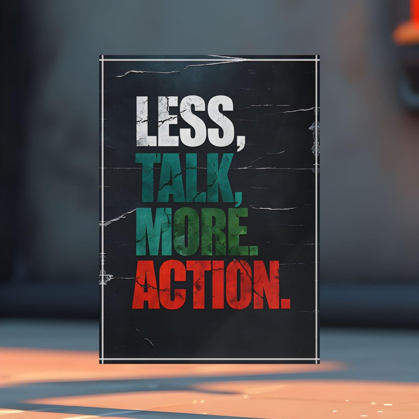 'Less Talk More Action' Acrylic Display Block - Milestone Acrylic