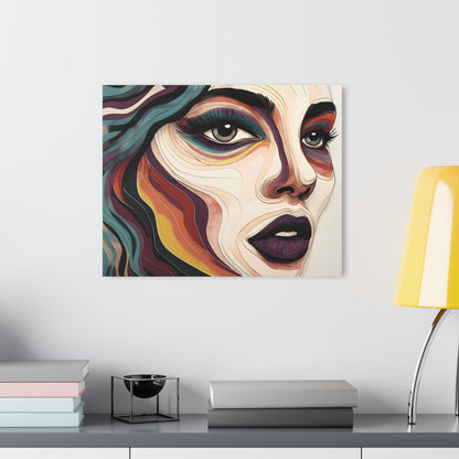 Woman's Face with Vivid Contour Lines Acrylic Artwork (Horizontal) - Milestone Acrylic