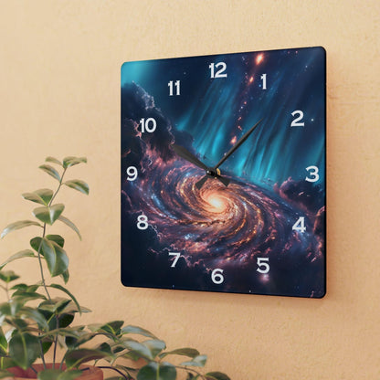 Spiral Galaxy and Cosmic Dust Acrylic Wall Clock - Elegant Home Decor - Milestone Acrylic