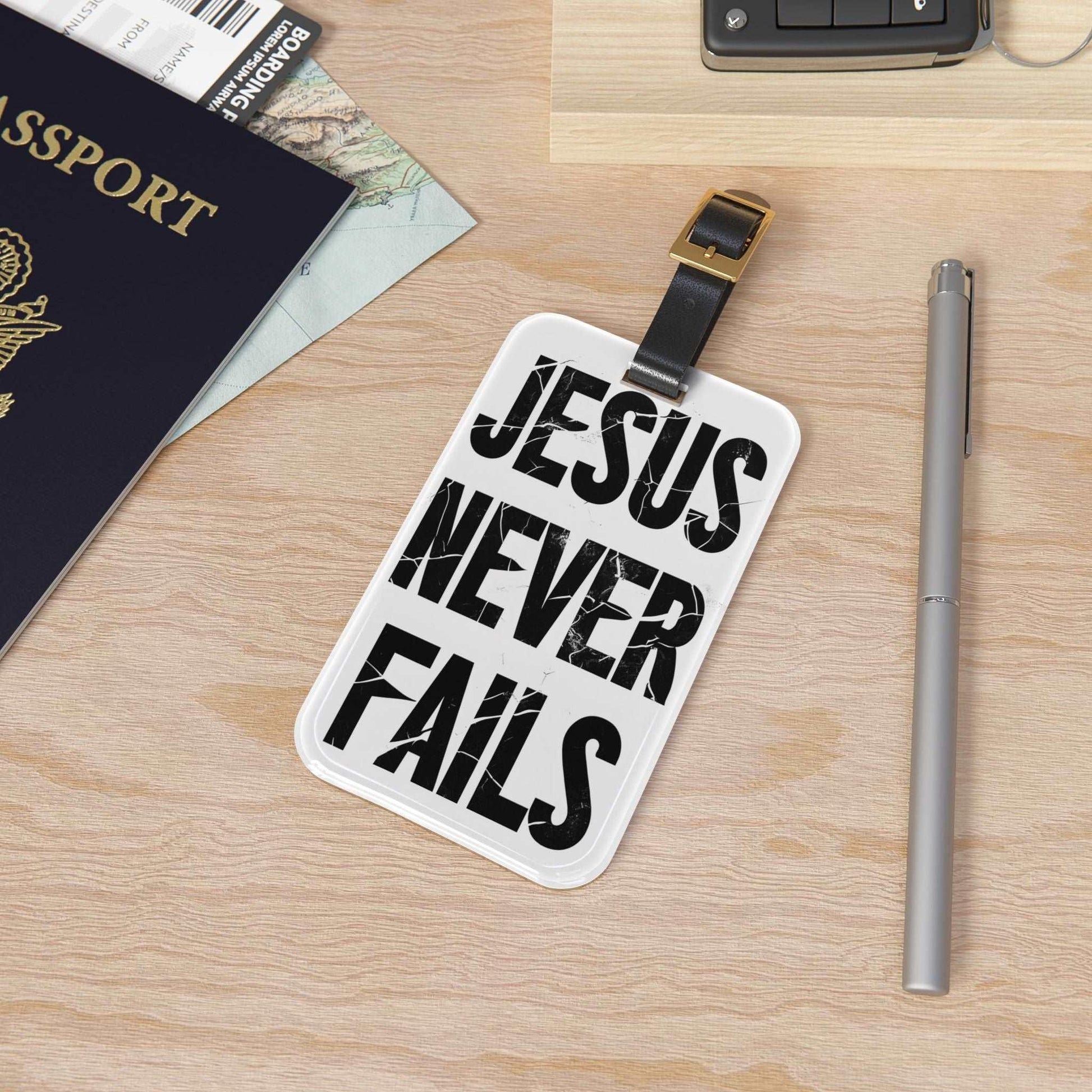 'Jesus Never Fails' - Luggage Tag - Milestone Acrylic