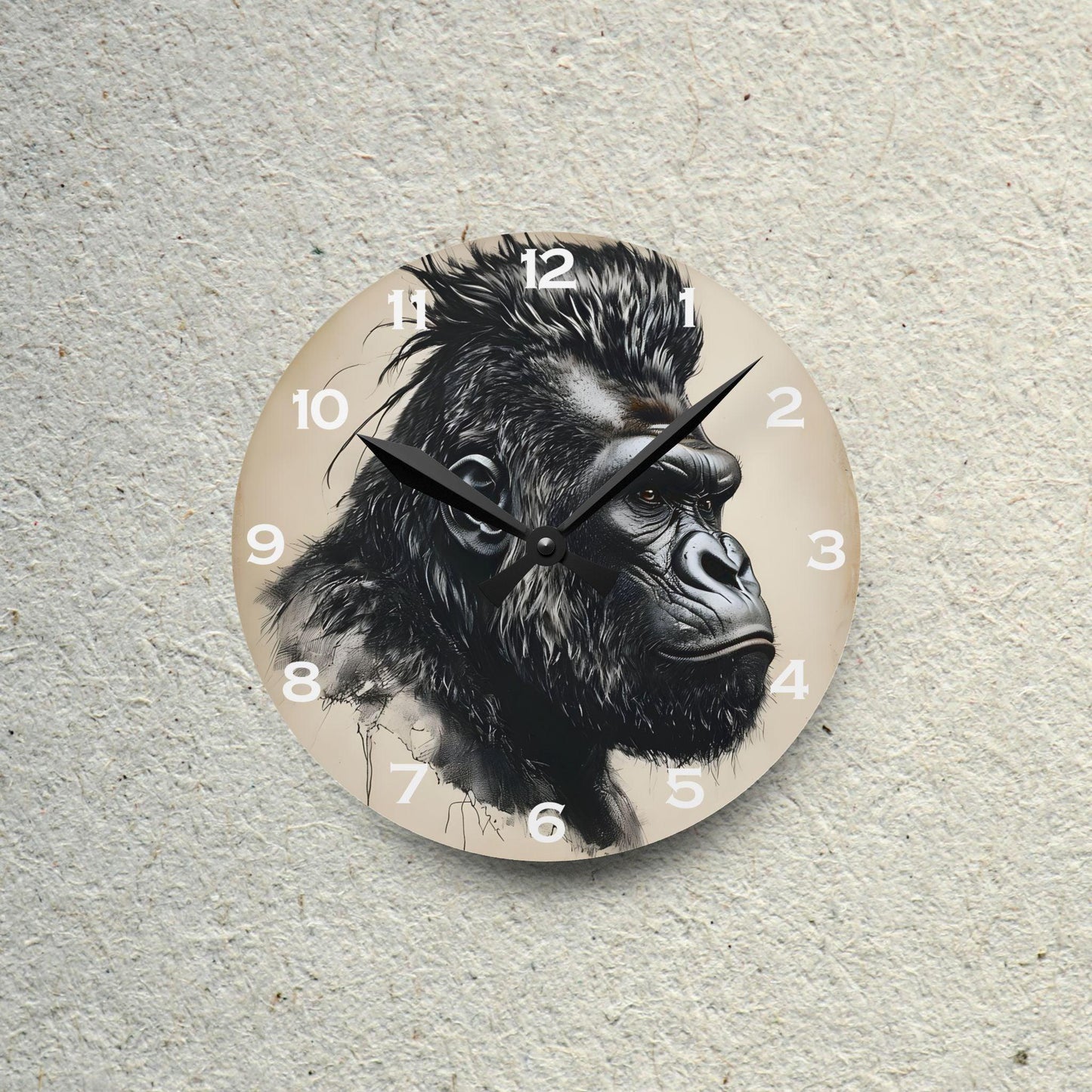 Gorilla Side Profile Acrylic Wall Clock - Elegant Home Decor - Milestone Acrylic