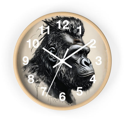 'Gorilla Side Profile' Wall Clock, Acrylic Glass Face – Stylish Home Decor for Creative Spaces