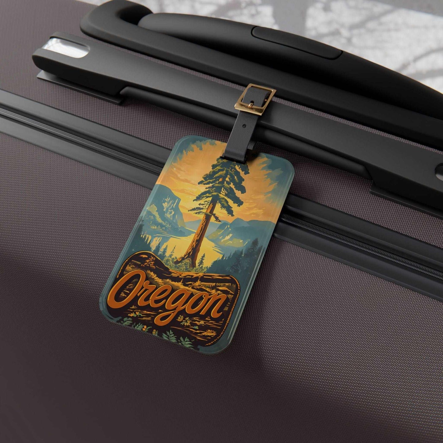 'Oregon' - Luggage Tag - Milestone Acrylic