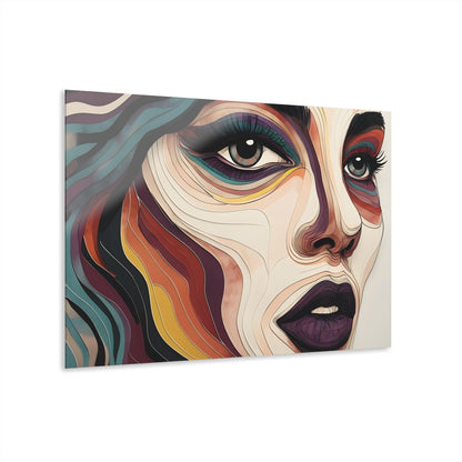 Woman's Face with Vivid Contour Lines Acrylic Artwork (Horizontal) - Milestone Acrylic