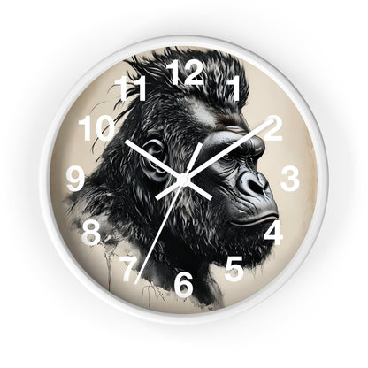 'Gorilla Side Profile' Wall Clock, Acrylic Glass Face – Stylish Home Decor for Creative Spaces