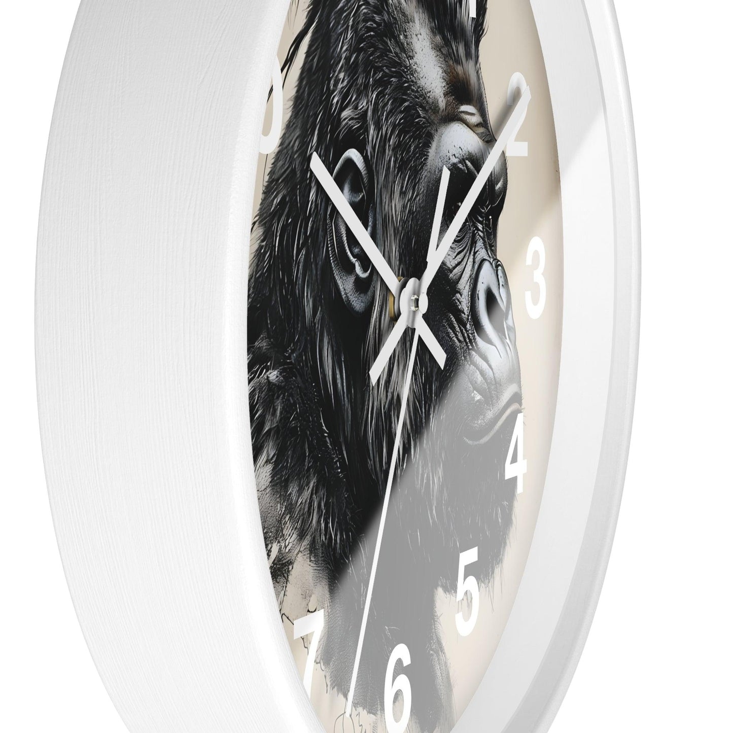 'Gorilla Side Profile' Wall Clock, Acrylic Glass Face – Stylish Home Decor for Creative Spaces