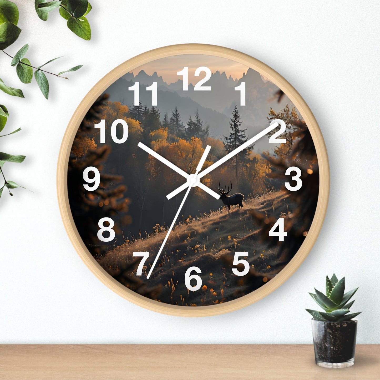 'Forest With A Deer' Wall Clock , Acrylic Glass Face– Stylish Home Decor for Creative Spaces