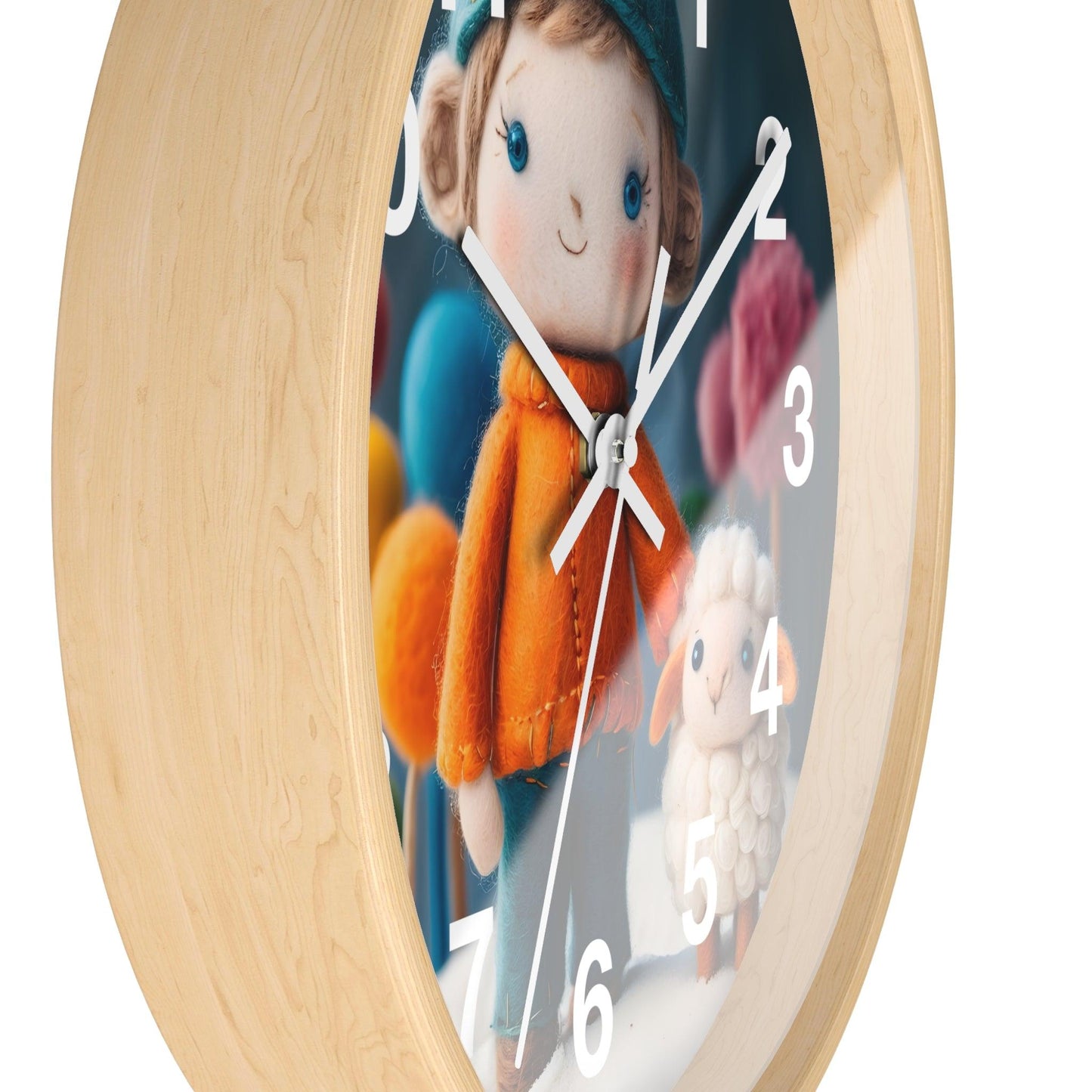 'Charming Felt Characters' Wall Clock, Acrylic Glass Face – Stylish Home Decor for Creative Spaces