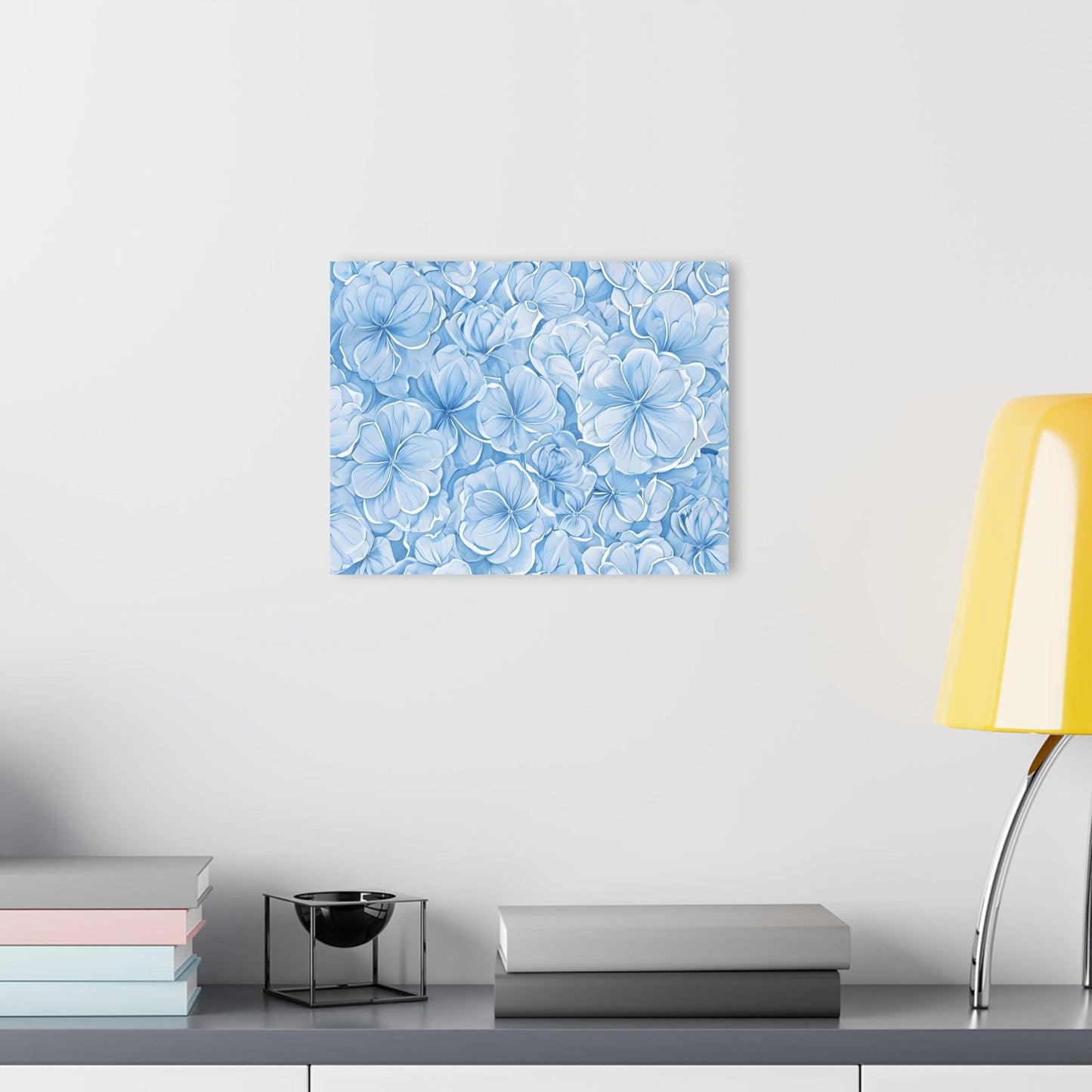 Intricate Abstract Floral Pattern in Sky Blue and White Acrylic Artwork (Horizontal) - Milestone Acrylic