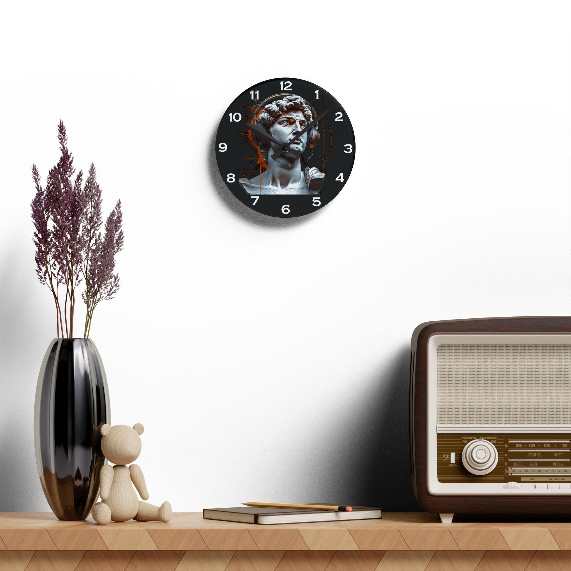 David With Headphones Acrylic Wall Clock - Elegant Home Decor - Milestone Acrylic