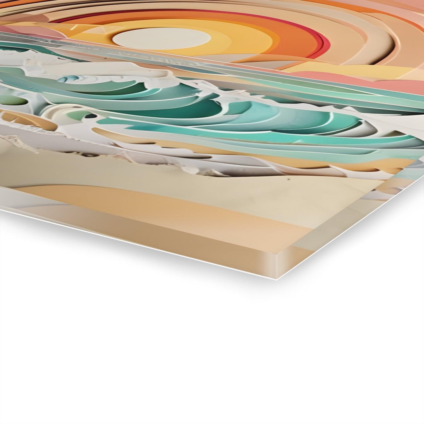 Layered Paper of Tropical Sunset Beach Scene Acrylic Artwork (Horizontal) - Milestone Acrylic