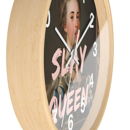 'Slay Queen' Wall Clock, Acrylic Glass Face – Stylish Home Decor for Creative Spaces